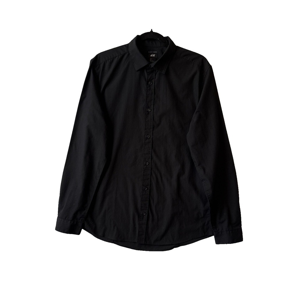H&M Regular Fit Easy Iron Long Sleeve Button Up Shirt L Tailored‎ Monochromatic